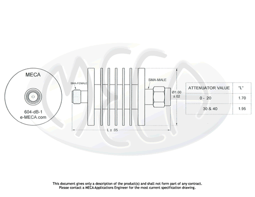 604-15-1 Fixed Attenuators SMA-Type connectors drawing