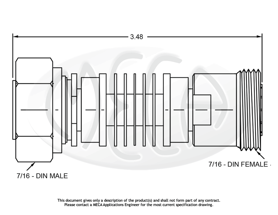 606-20-11 Attenuator 7/16 DIN connectors drawing