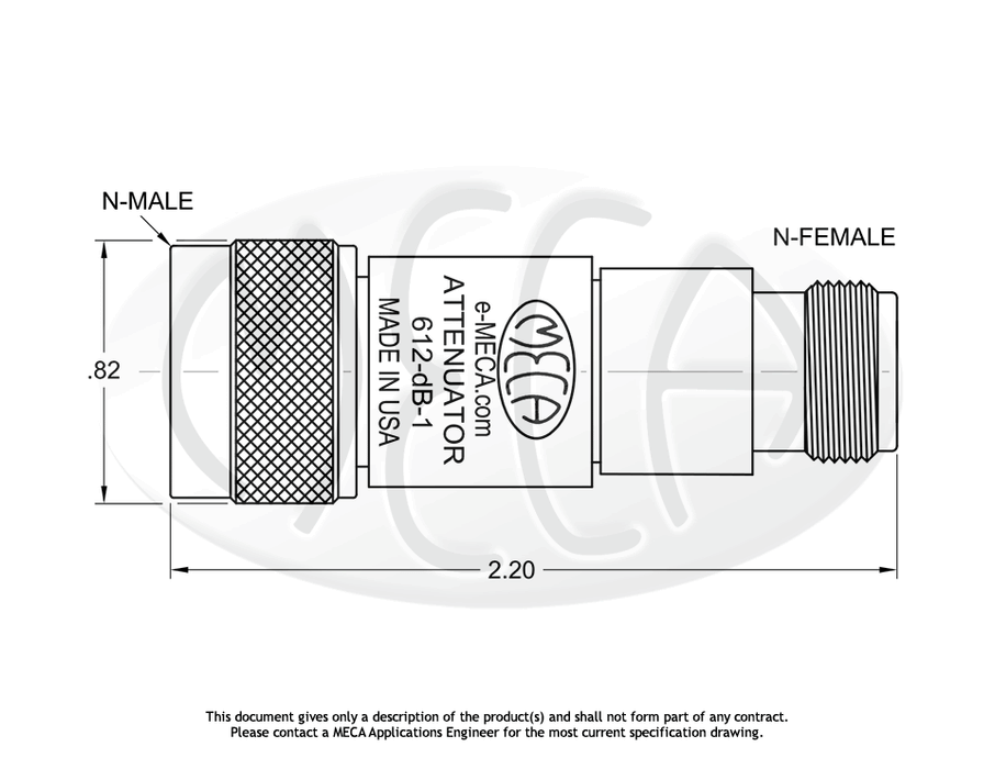 612-23-1 Attenuator 2W N-Type connectors drawing