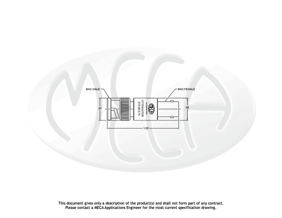 612-20-2-75 Attenuator BNC connectors drawing