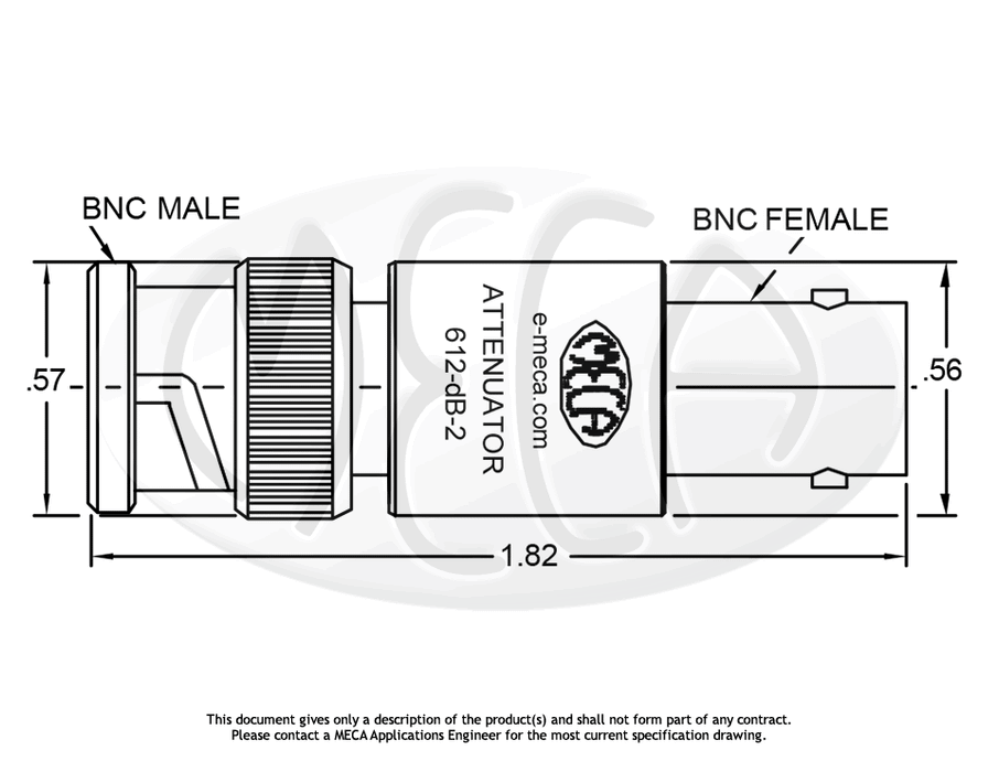 612-17-2 RF Attenuator BNC connectors drawing