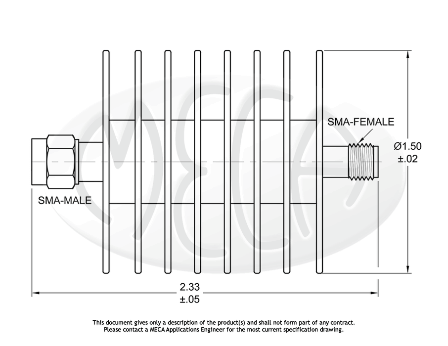631-10-1F18 Attenuator SMA-Type connectors drawing