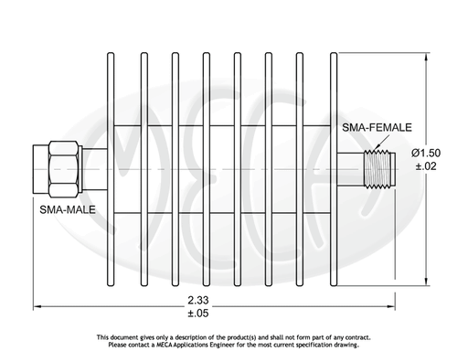 631-40-1F18 RF Attenuator SMA-Type connectors drawing