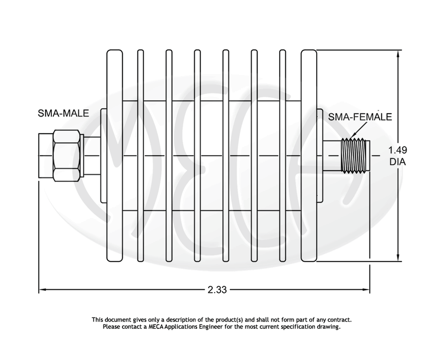 631-03-1 Coaxial Attenuator SMA-Type connectors drawing