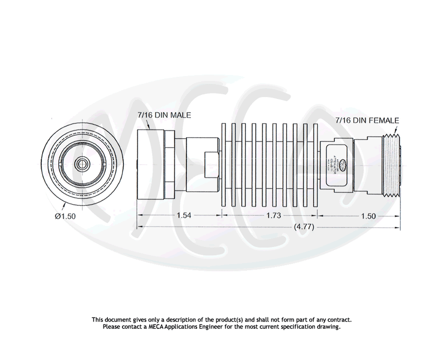 635-03-11 RF Attenuators 7/16-DIN connectors drawing