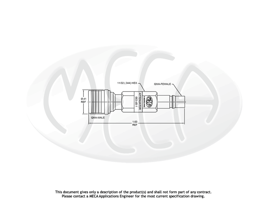 663-20-1 Microwave Attenuator QMA-Type connectors drawing