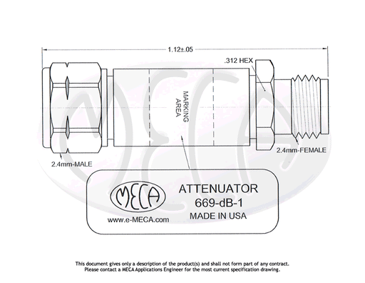 669-10-1 Attenuators 2.4mm connectors drawing