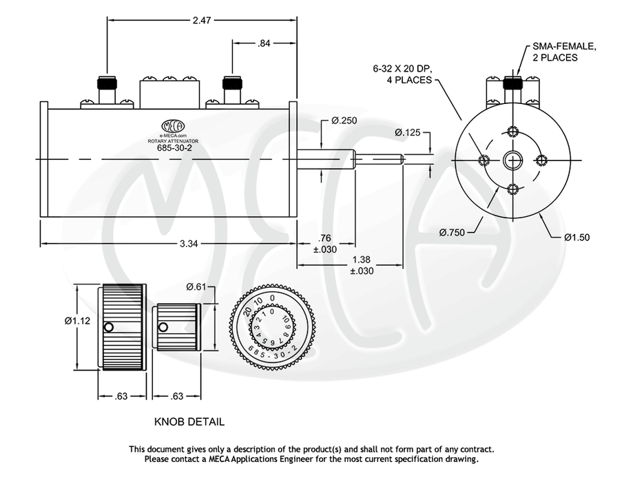 685-30-2 Step Attenuator SMA-Female connectors drawing