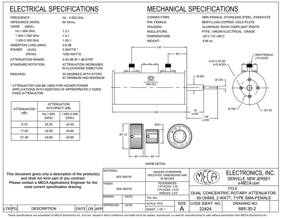 685-30-2  Step Attenuator electrical specs