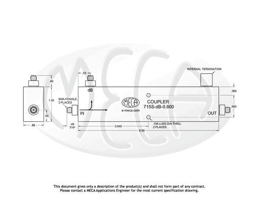 715S-10-0.600 Directional Coupler SMA-Female connectors drawing