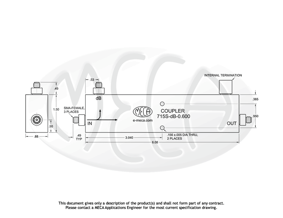 715S-06-0.600 Directional Coupler N-Female connectors drawing