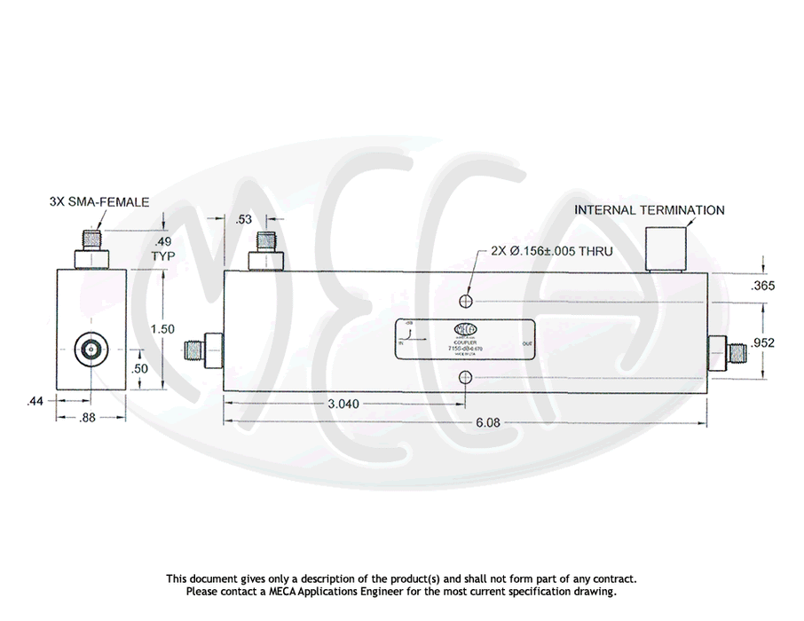 715S-06-0.670 Directional Couplers SMA-Female connectors drawing