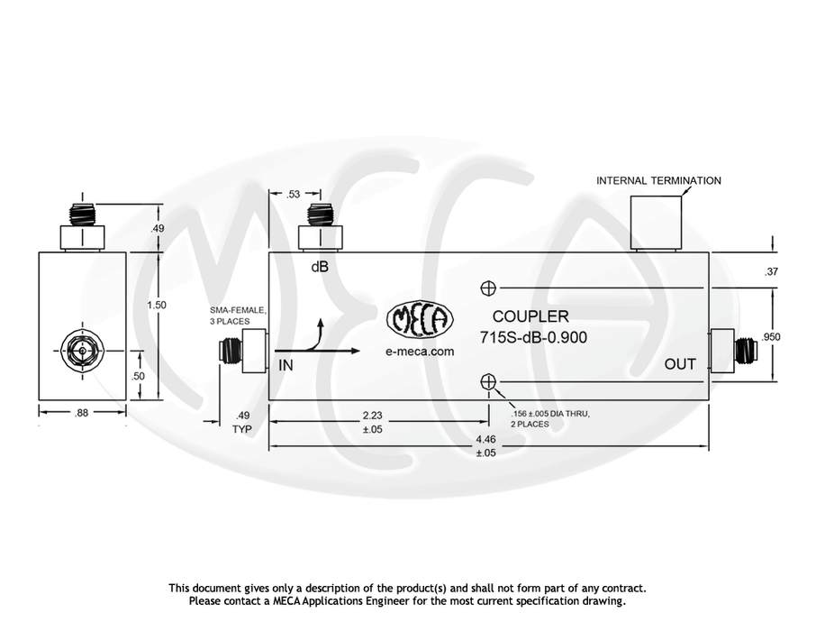 715S-06-0.900 Directional Coupler SMA-Female connectors drawing