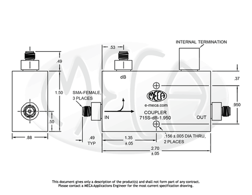 715S-10-1.950 Directional Couplers SMA-Female connectors drawing