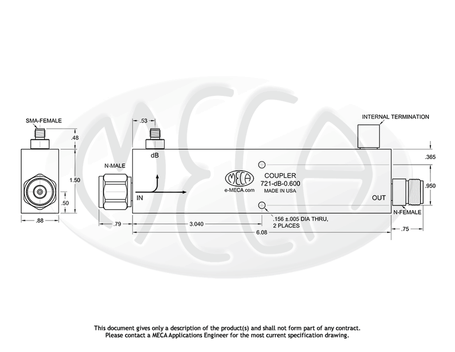 721-40-0.600 RF/Coupler In-line connectors drawing