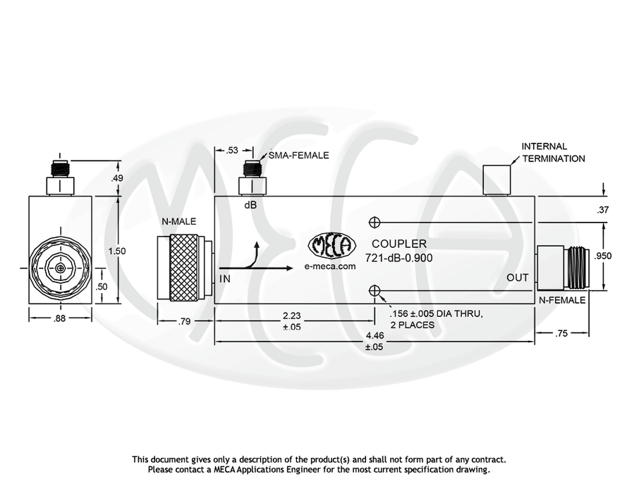 721-10-0.900 Directional Coupler In-line connectors drawing