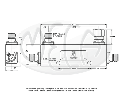 780-30-10.000 Directional Coupler SMA-Female connectors drawing