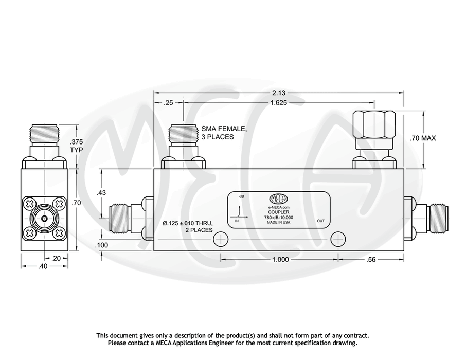 780-16-10.000 Directional Couplers SMA-Female connectors drawing