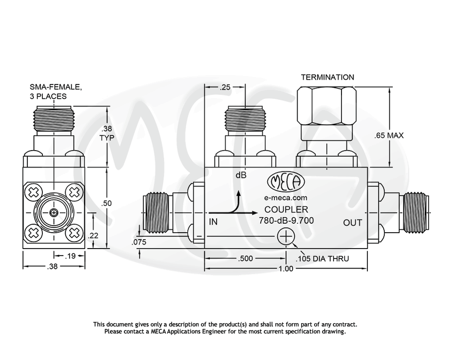 780-30-9.700 SMA RF Couplers connectors drawing