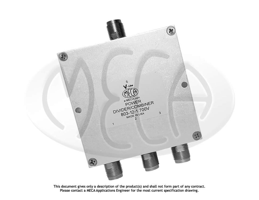Meca Rp RP-TNC Power Divider, 803-12-1.700V, 0.698-2.7 GHz — MECA Electronics, Inc.