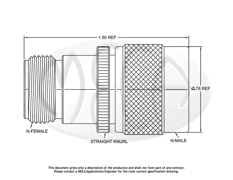 ANF-NM Adapter N-Male to N-Female connectors drawing