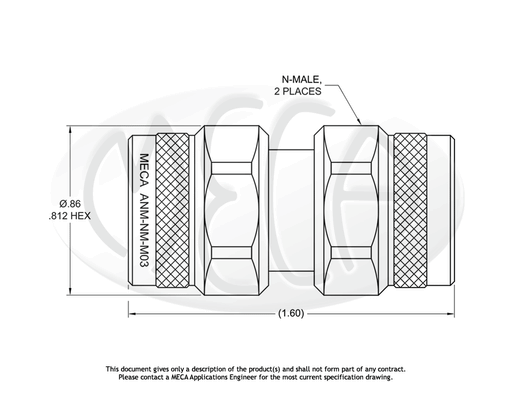 ANM-NM-M03 Low PIM Adapter N-Male to N-Male connectors drawing