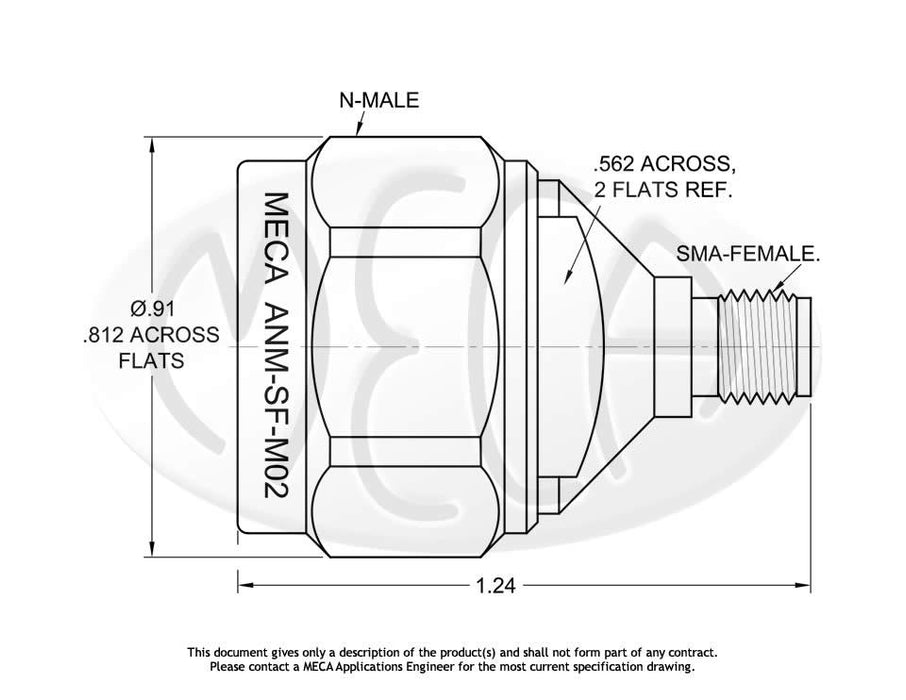 MECA Electronics N-Male to SMA-Female Low PIM Adapter