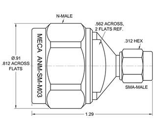 ANM-SM-M03 Low PIM Adapter N-Male to SMA-Male