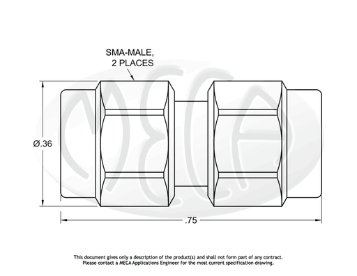 ASM-SM-M01 Adapter SMA-Male to SMA-Male connectors drawing