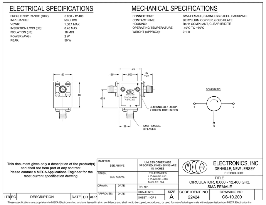 CS-10.200 Circulators electrical specs
