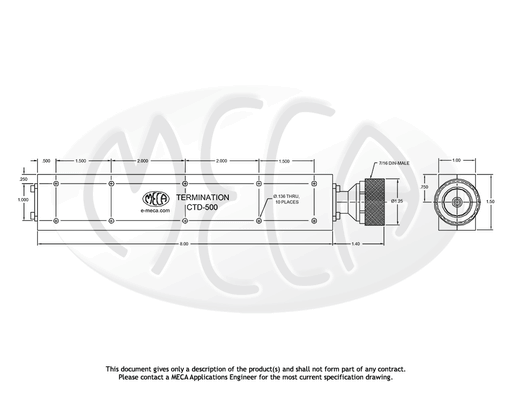 CTD-500 7/16 DIN-M Terminations connectors drawing