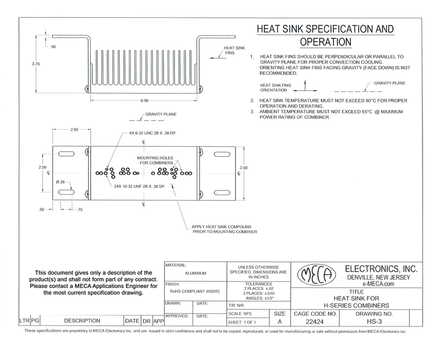 HS-3WM Power Divider electrical specs