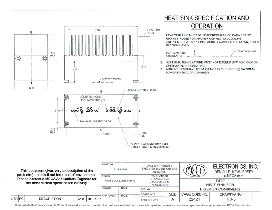 HS-3 Power Divider electrical specs
