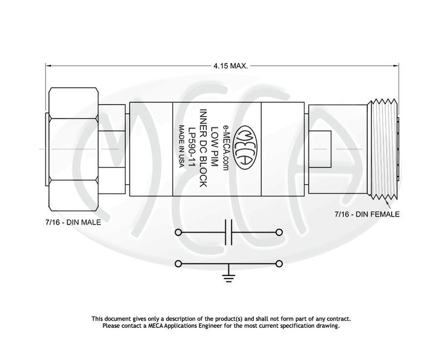 LP590-11 DC Block 7/16 DIN connectors drawing