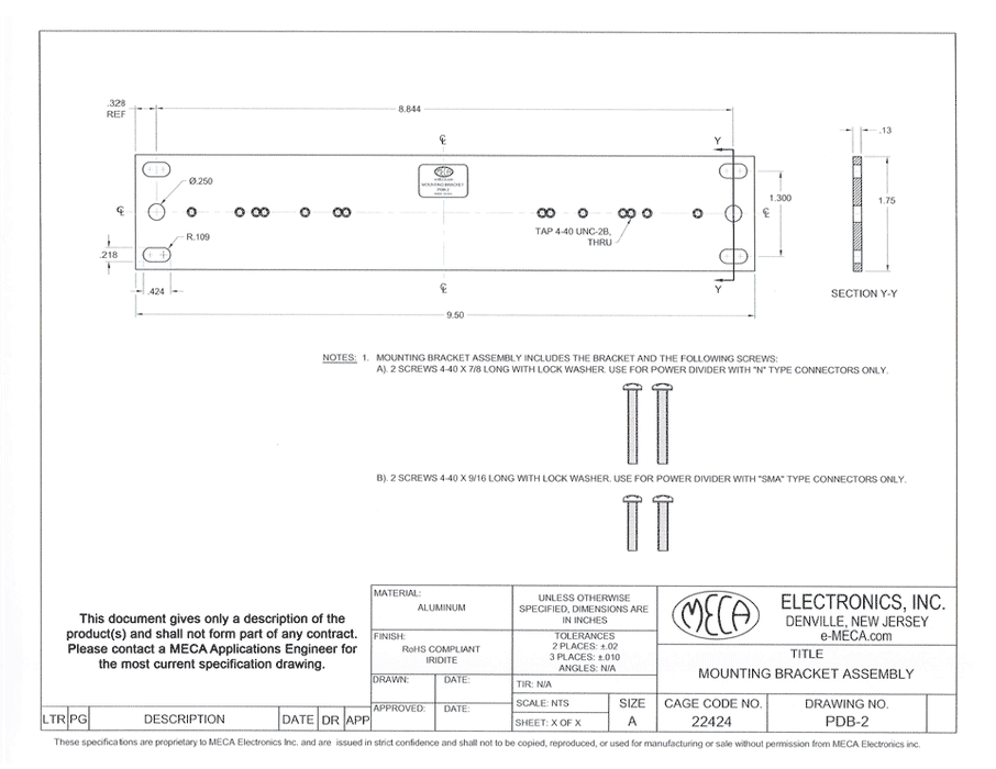 PDB-2 Power Divider electrical specs