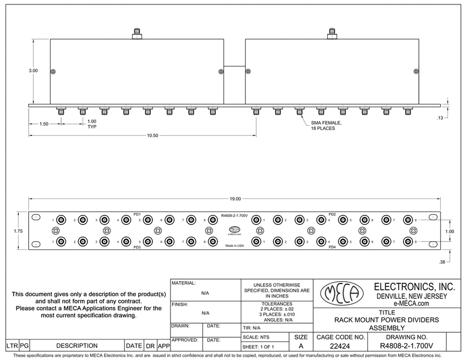 R4808-2-1.700V Integrated Assemblies 8-way SMA-Female specs