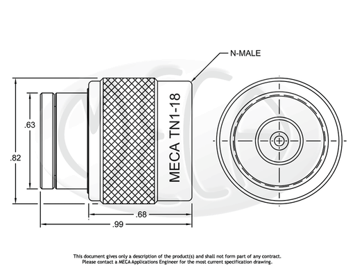 TN1-18 Terminations N-Male connectors drawing