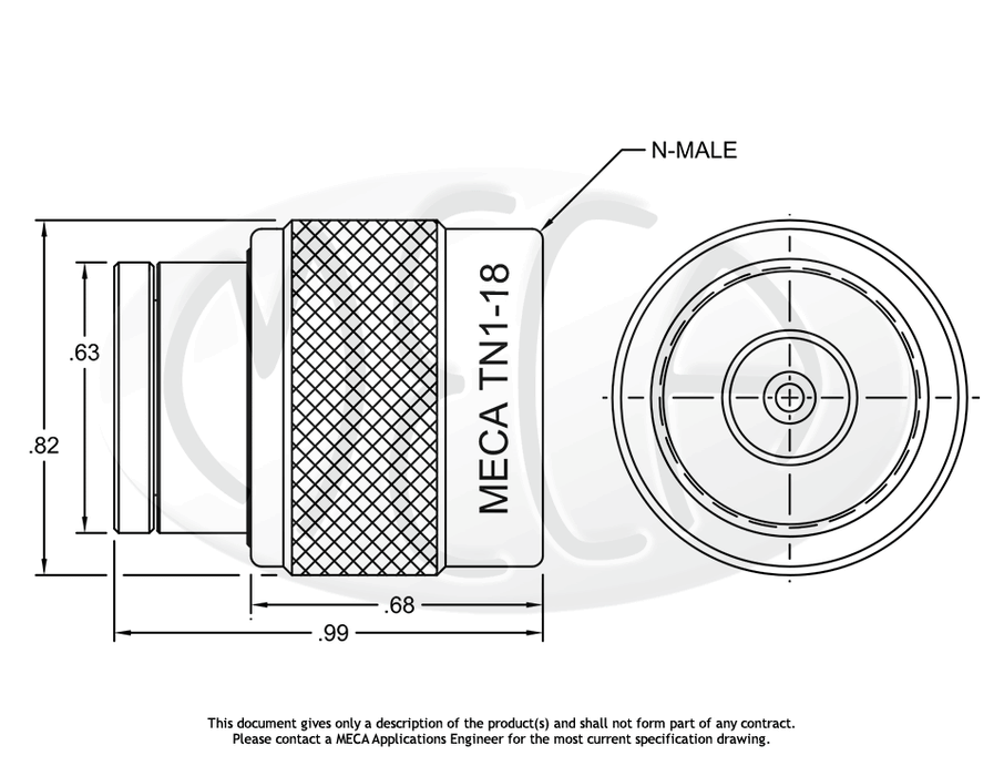 TN1-18 Terminations N-Male connectors drawing